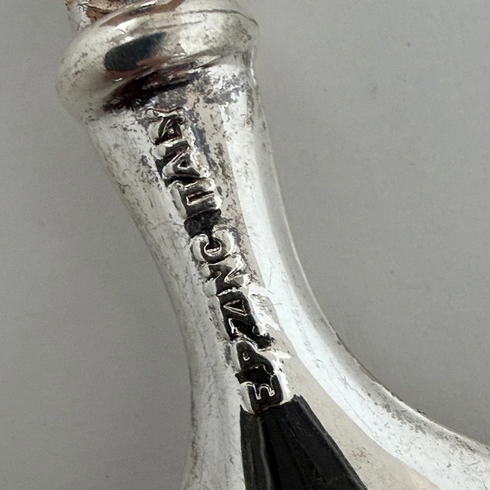 Vintage Italian Silverplate Serving Spoon Twisted Handle EP Zinc Italy